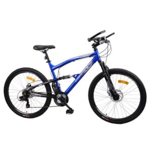 Vélo VTT Tout suspendu - cadre alu - freins disques- 21vitesses Shimano- 26" - Homme - bleu  - MERCIER