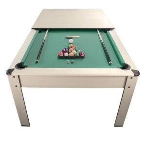Billard Américain HARMONY 6Ft - 206,5 x 116,5 x 80 cm avec accessoires et plateau dînatoire - Couleur Hêtre et Tapis Vert