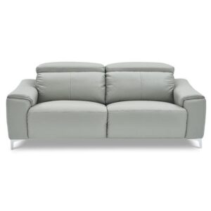 Canapé relaxation électrique 3 places en cuir BIANCA - Gris clair 52 cm Gris Perle