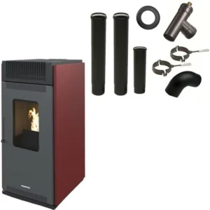 Poêle à granulés air Anita 10 kW Bordeaux Sannover + Kit Raccordement Fumisterie